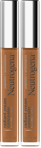 Neutrogena Healthy Skin Radiant Brightening Cream Concealer with Peptides & Vitamin E Antioxidant, Lightweight Perfecting Concealer Cream, Non-Comedogenic, Pecan Medium/Deep 02 with warm (Pack of 2)