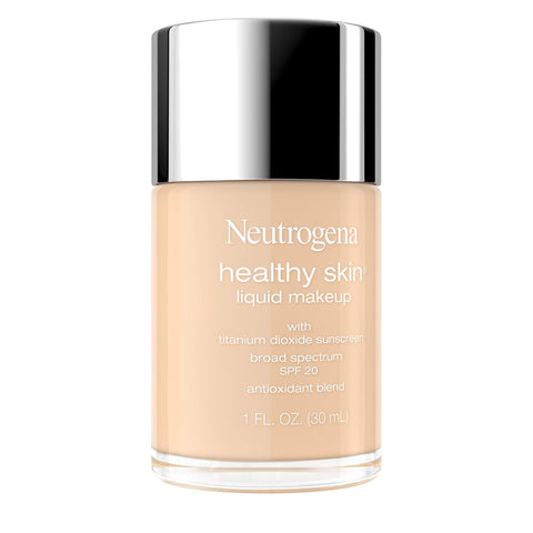 Neutrogena Healthy Skin Liquid Foundation Makeup Broad Spectrum SPF 20 Sunscreen, Medium Coverage, Vit B5, Antioxidants, All Day Wear, Ivory Beige 170N, 1 fl. oz