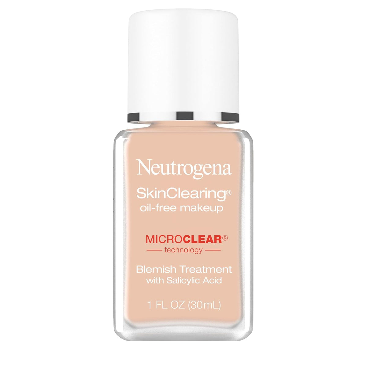 Neutrogena SkinClearing Oil-Free Acne and Blemish Fighting Liquid Foundation with.5% Salicylic Acid Acne Medicine, Shine Controlling Makeup for Acne Prone Skin, 30 Buff, 1 fl. oz