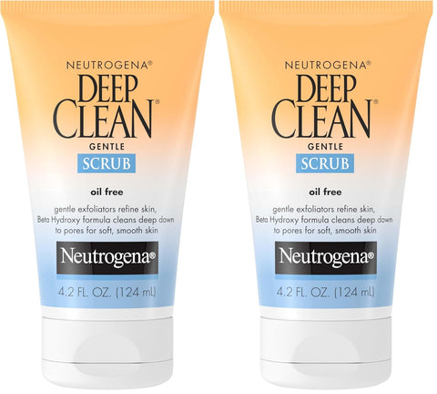 Neutrogena Deep Clean Gentle Daily Facial Scrub, Oil-Free Cleanser, 4.2 Fl Oz (Pack of 2)