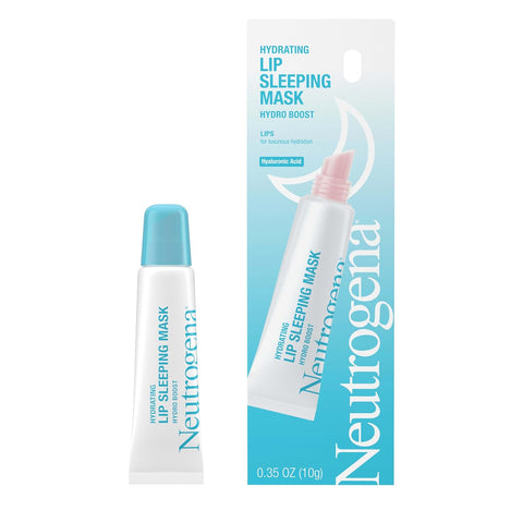 Neutrogena Hydro Boost Hydrating Lip Sleeping Mask with Hyaluronic Acid,Clear Overnight and Daily Moisturizing Treatment for Very Dry Lips,Fragrance Free Squeeze Tube Lip Balm,0.35 oz,(Pack of 2)