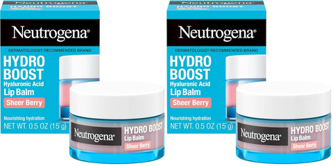 Neutrogena Hydro Boost Hyaluronic Acid Lip Balm,Nourishing Vitamin E Leaves Lips Feeling Hydrated,Sheer Pink Tinted Color with a Sweet Berry Flavor,Sheer Berry,0.5 oz,(Pack of 2)