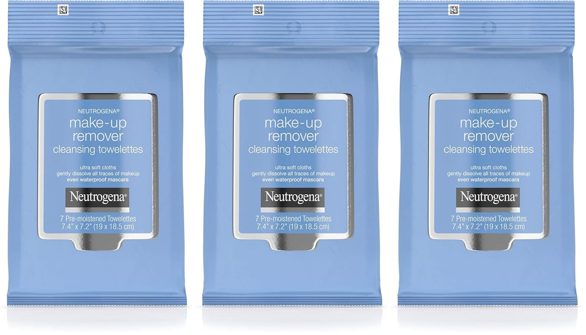 Neutrogena Make-Up Remover Cleansing Towelettes, 7 Count, Packaging May Vary (Pack of 3)