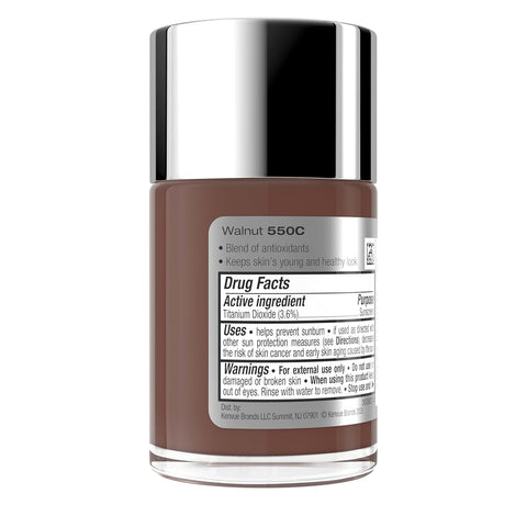 Neutrogena Healthy Skin Liquid Foundation Makeup Broad Spectrum SPF 20 Sunscreen, Medium Coverage, Vit B5, Antioxidants, All Day Wear, Walnut 550C, 1 fl. oz