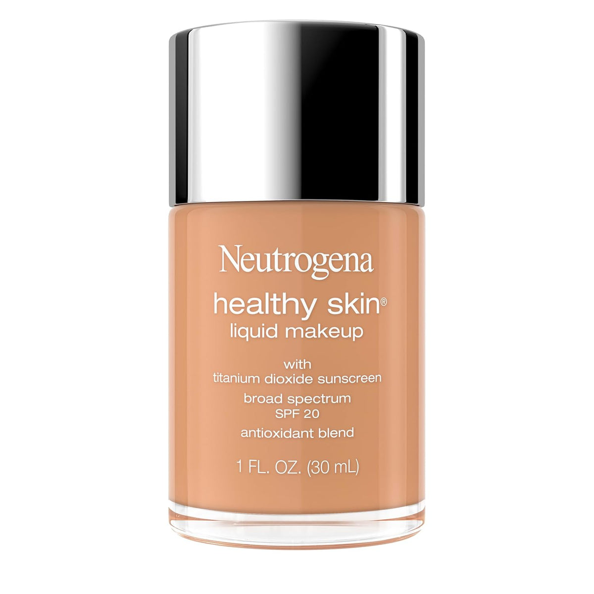 Neutrogena Healthy Skin Liquid Foundation Makeup with Broad Spectrum SPF 20 Sunscreen, Lightweight, Medium Coverage Makeup with Sunscreen and Pro-Vitamin B5, Natural Beige 370W, 1 fl. oz