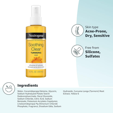 Neutrogena Soothing Clear Turmeric Mist Spray, 4.2 Fl Oz