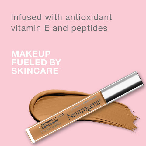 Neutrogena Healthy Skin Radiant Brightening Cream with Peptides & Vitamin E Antioxidant, Lightweight Perfecting Concealer Cream, Non-Comedogenic, Java Deep 02 with neutral undertones, 0.24 oz