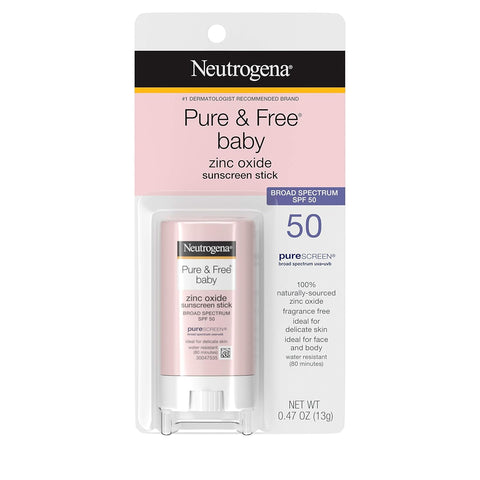 Neutrogena Mineral Sunscreen Stick, SPF 50, Zinc Oxide | Water-Resistant | Hypoallergenic | For Baby | Pack of 2