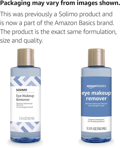 Amazon Basics Eye Makeup Remover, Removes Waterproof Mascara, Dermatologist Tested, Fragrance Free, 5.5 Fl Oz (Pack of 1)