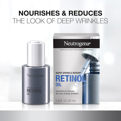 Neutrogena Rapid Wrinkle Repair Retinol Face Oil, Daily Anti-Aging Face Serum to Fight Fine Lines, Deep Wrinkles, & Dark Spots, 1.0 fl. oz,(Pack of 2)