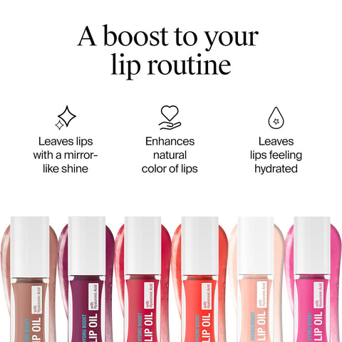 Neutrogena Hydro Boost Tinted Lip Oil with Hyaluronic Acid, Hydrating and Nourishing Lip Oil for Fuller Looking Lips, Ruby Red, .2 fl. Oz
