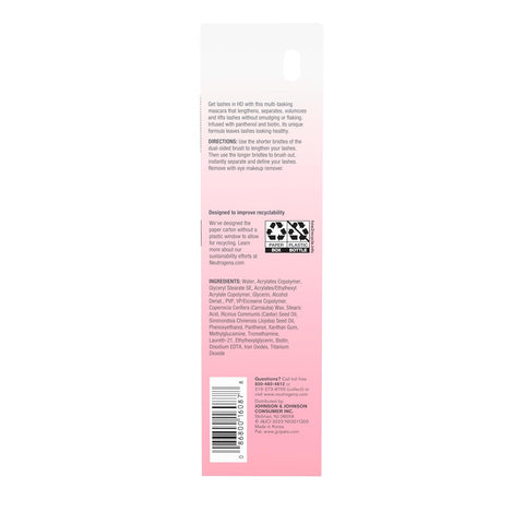Neutrogena Healthy Definition Mascara, Eyelash Mascara Defines, Lifts, Curls, Lengthens & Volumizes Lashes, Dual-Sided Comb + Brush for Natural Application, Black Brown, 0.27 oz