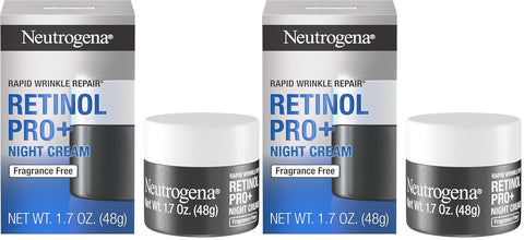Neutrogena Retinol Pro+ Anti-Wrinkle Night Moisturizer,Rapid Wrinkle Repair,Anti-Aging Face & Neck Cream,Formulated without fragrance,parabens,dyes,& phthalates,Retinol,1.7 oz,(Pack of 2)