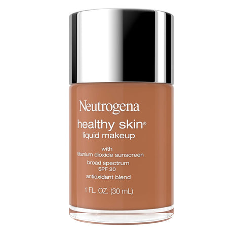 Neutrogena Healthy Skin Liquid Foundation Makeup Broad Spectrum SPF 20 Sunscreen, Medium Coverage, Vit B5, Antioxidants, All Day Wear, Cool Bronze 440C, 1 fl. oz
