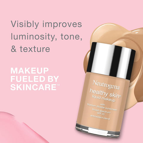 Neutrogena Healthy Skin Liquid Makeup Foundation with Broad Spectrum SPF 20 Sunscreen, Medium Coverage Foundation with Nourishing Pro-Vitamin B5, Warm Beige 90, 1 fl. oz