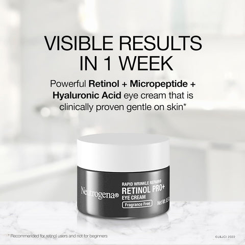 Neutrogena Rapid Wrinkle Repair Retinol Pro+ Anti-Wrinkle Eye Cream,Targeted Eye Cream for Wrinkles & Dark Circles,Formulated without Fragrance,Dyes,Phthalates,and Parabens,0.5 oz,(Pack of 2)