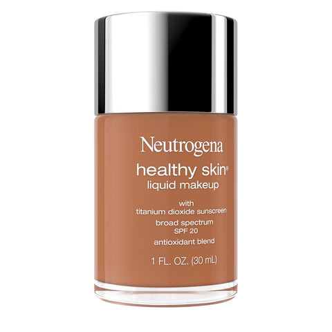 Neutrogena Healthy Skin Liquid Foundation Makeup Broad Spectrum SPF 20 Sunscreen, Medium Coverage, Vit B5, Antioxidants, All Day Wear, Cool Bronze 440C, 1 fl. oz