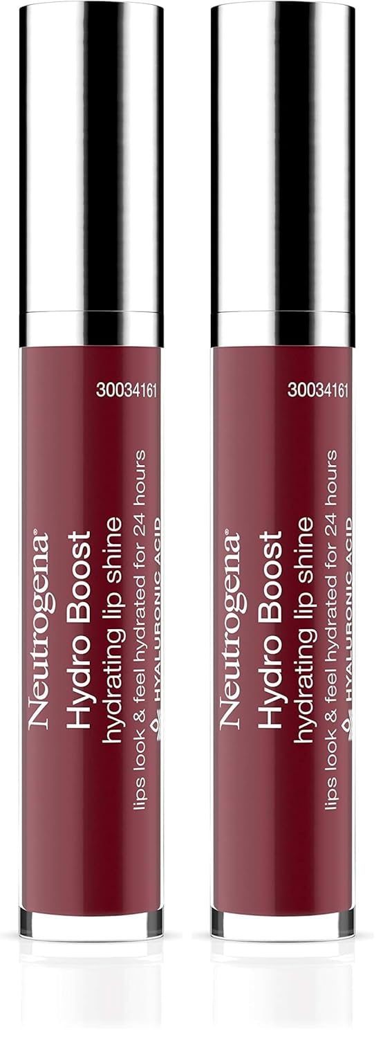 Neutrogena Hydro Boost Moisturizing Lip Gloss, Hydrating Non-Stick and Non-Drying Luminous Tinted Lip Shine with Hyaluronic Acid to Soften and Condition Lips, 70 Velvet Wine, 0.10 oz (Pack of 2)