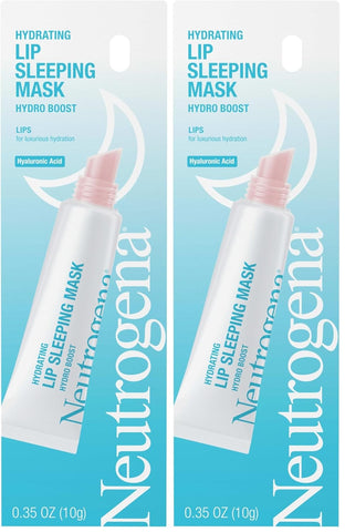 Neutrogena Hydro Boost Hydrating Lip Sleeping Mask with Hyaluronic Acid,Clear Overnight and Daily Moisturizing Treatment for Very Dry Lips,Fragrance Free Squeeze Tube Lip Balm,0.35 oz,(Pack of 2)