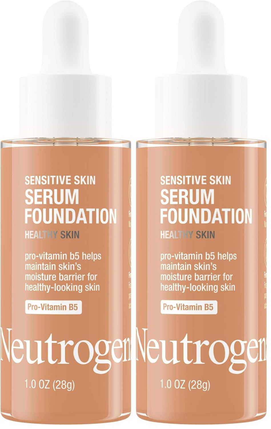 Neutrogena Healthy Skin Sensitive Skin Serum Foundation with Pro-Vitamin B5, Color Correcting & Pore Minimizing Liquid Foundation & Face Serum, Buildable Coverage, Medium/Deep 01, 1 oz (Pack of 2)