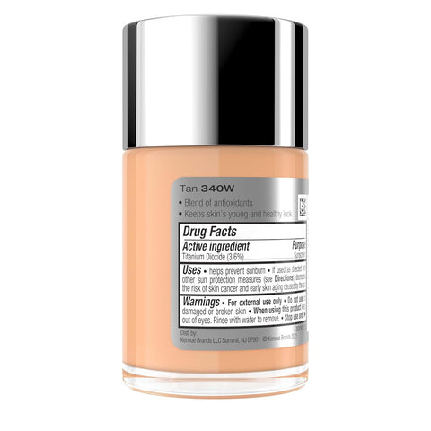 Neutrogena Healthy Skin Liquid Foundation Makeup Broad Spectrum SPF 20 Sunscreen, Medium Coverage, Vit B5, Antioxidants, All Day Wear, Tan 340W, 1 fl. oz