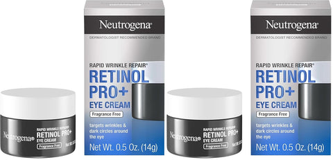 Neutrogena Rapid Wrinkle Repair Retinol Pro+ Anti-Wrinkle Eye Cream,Targeted Eye Cream for Wrinkles & Dark Circles,Formulated without Fragrance,Dyes,Phthalates,and Parabens,0.5 oz,(Pack of 2)