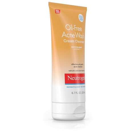 Neutrogena Oil-Free Acne Face Wash Cream Cleanser, 2% Salicylic Acid-Acne Treatment, Daily Facial Cleanser for Acne-Prone Skin, 6.7 fl. oz (Pack of 2)