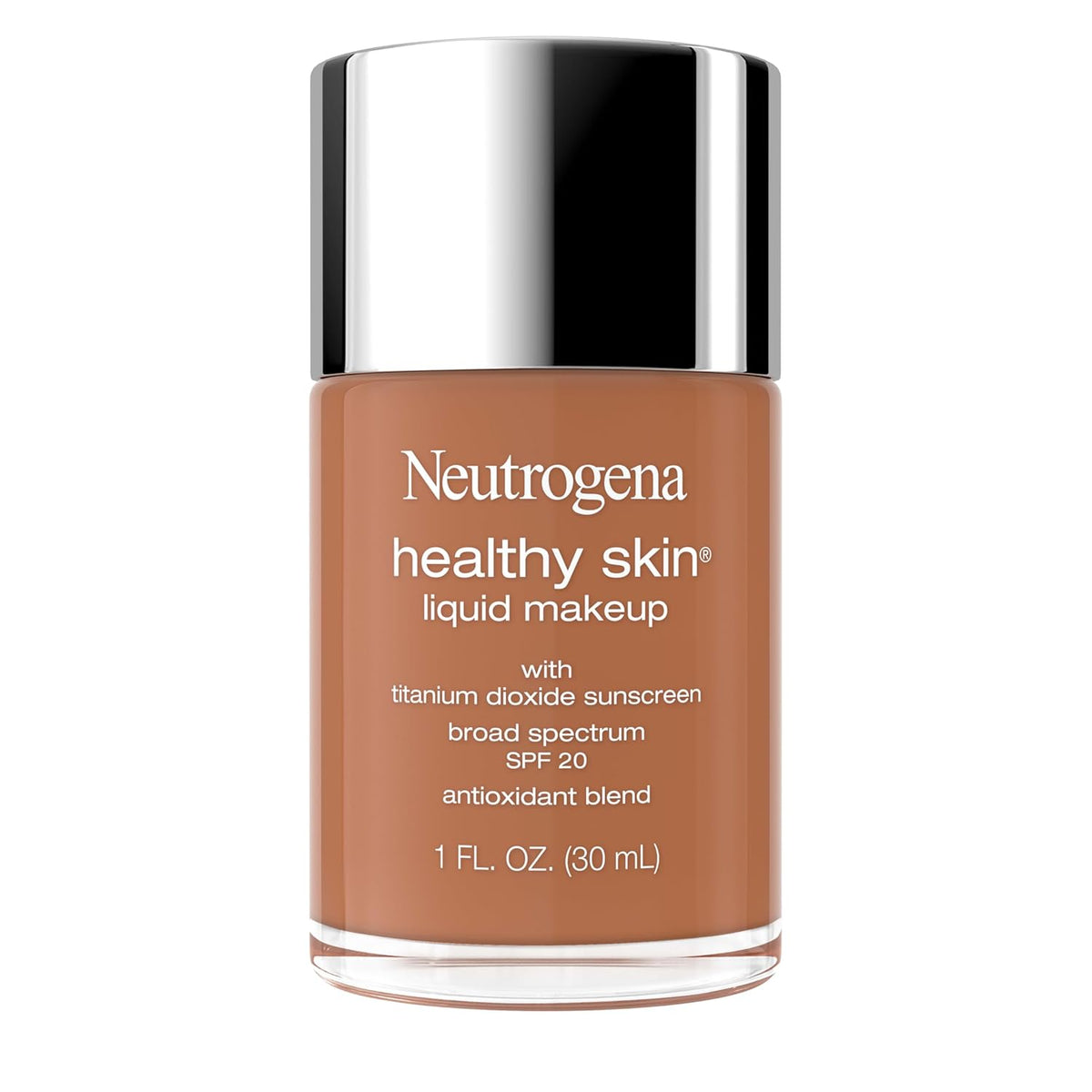 Neutrogena Healthy Skin Liquid Foundation Makeup Broad Spectrum SPF 20 Sunscreen, Medium Coverage, Vit B5, Antioxidants, All Day Wear, Cool Bronze 440C, 1 fl. oz