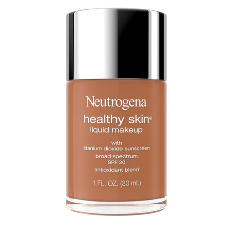 Neutrogena Healthy Skin Liquid Foundation Makeup Broad Spectrum SPF 20 Sunscreen, Medium Coverage, Vit B5, Antioxidants, All Day Wear, Cool Bronze 440C, 1 fl. oz