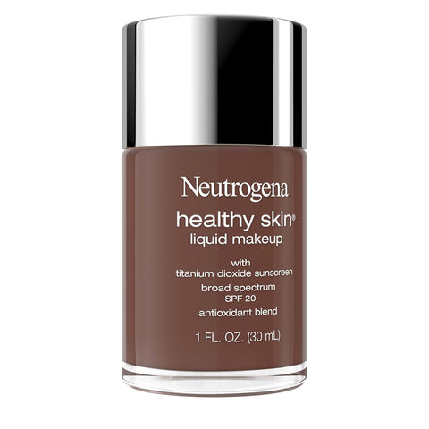 Neutrogena Healthy Skin Liquid Foundation Makeup Broad Spectrum SPF 20 Sunscreen, Medium Coverage, Vit B5, Antioxidants, All Day Wear, Walnut 550C, 1 fl. oz