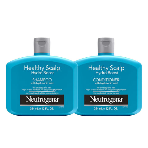 Neutrogena Healthy Scalp Hydro Boost Shampoo & Conditioner Set with Hyaluronic Acid, Hydrating Shampoo & Conditioner Helps Add Moisture to Dry Scalp & Dry Hair, Non-Medicated, 2 x 12 fl. oz