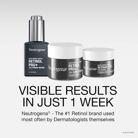 Neutrogena Retinol Pro+ Anti-Wrinkle Night Moisturizer, Rapid Wrinkle Repair, Anti-Aging Face & Neck Cream, Formulated without fragrance, parabens, dyes, & phthalates, Retinol, 1.7 oz