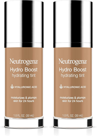 Neutrogena Hydro Boost Hydrating Tint with Hyaluronic Acid, Lightweight Water Gel Formula, Moisturizing, Oil-Free & Non-Comedogenic Liquid Foundation Makeup, 105 Caramel Color 1.0 fl. oz (Pack of 2)