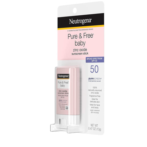 Neutrogena Mineral Sunscreen Stick, SPF 50, Zinc Oxide | Water-Resistant | Hypoallergenic | For Baby | Pack of 2