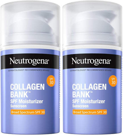 Neutrogena Collagen's Bank Face Moisturizer with SPF 30 Sunscreen, Larger Size Anti-Aging Face & Neck Collagen-Cream, Micro-Peptide, Support & Defend Skin’s Natural Collagen, 2.7 fl oz, (Pack of 2)
