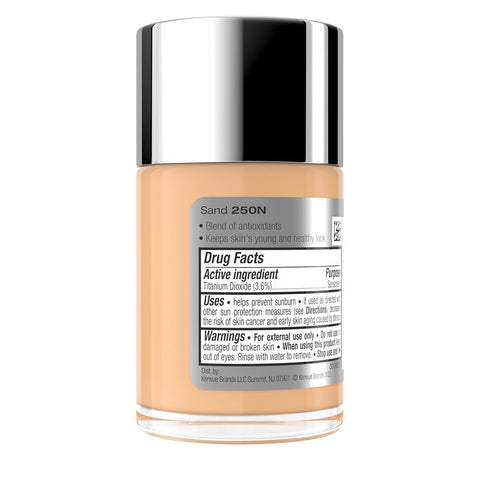 Neutrogena Healthy Skin Liquid Foundation Makeup Broad Spectrum SPF 20 Sunscreen, Medium Coverage, Vit B5, Antioxidants, All Day Wear, Sand 250N, 1 fl. oz
