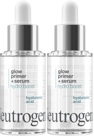 Neutrogena Hydro Boost Glow Booster Primer & Serum, Hydrating & Moisturizing Face Serum-to-Primer Hybrid, Infused with Purified Hyaluronic Acid & Designed to Instantly Hydrate, 1.0 fl. oz (Pack of 2)