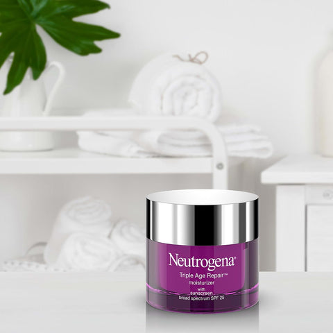 Neutrogena Triple Age Repair Face Moisturizer - with Hexinol Technology & Vitamin C, Anti-Wrinkle Face Cream with SPF 25, Visibly Reduces Wrinkles & Firms Skin, 1.7 oz (Pack of 12)