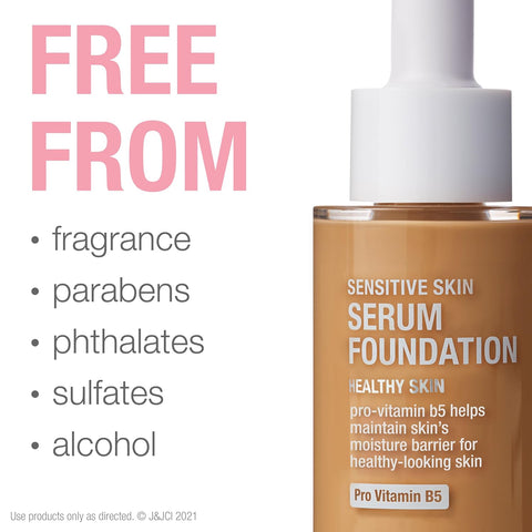 Neutrogena Healthy Skin Sensitive Skin Serum Foundation with Pro-Vitamin B5, Color Correcting & Pore Minimizing Liquid Foundation & Face Serum, Buildable Coverage, Medium/Deep 01, 1 oz (Pack of 2)