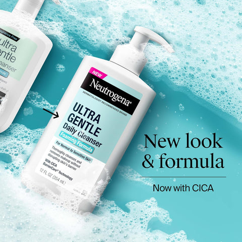Neutrogena Ultra Gentle Foaming Facial Cleanser, Foaming Face Wash for Sensitive Skin, Gently Cleanses Away Dirt, Oil & Makeup Without Over Drying, Fragrance-Free, 5.8 fl. oz (Pack of 12)