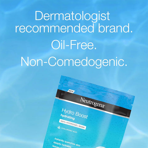 Neutrogena Hydro Boost Hydrating 100% Hydrogel Sheet Mask for Face, Moisturizing Gel Face Mask with Hyaluronic Acid for Dry Skin, Gentle, Non-Comedogenic, 1 oz, Pack of 12