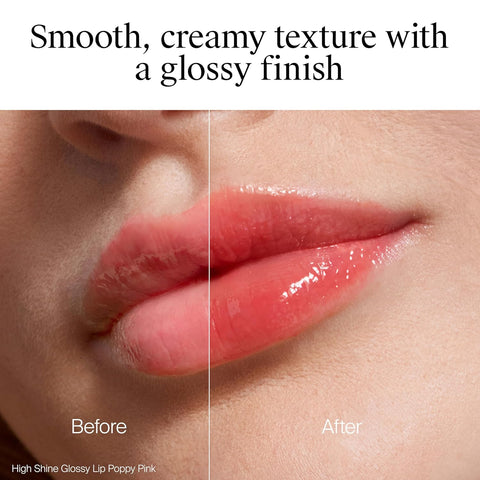 Neutrogena High Shine Glossy Lip, Nourishing Lip Gloss with Maracuja Oil, Antioxidant Vitamin E & Vitamins, Non-Retractable, Buildable Pigmented Color, Poppy Pink, 0.07 oz