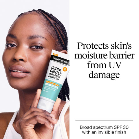 Neutrogena Ultra Gentle Daily Facial Moisturizer with SPF 30 Sunscreen with CICA, Lightweight Face Lotion with Broad Spectrum SPF 30 for Normal to Sensitive Skin, Fragrance-Free, 3.4 fl. oz