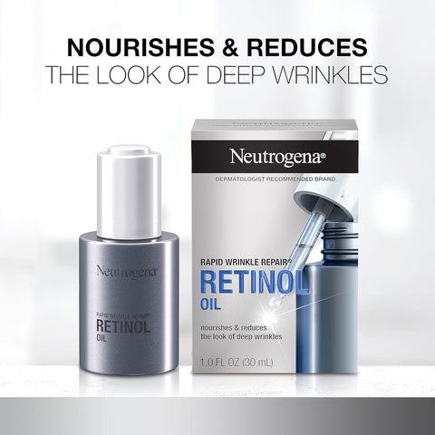 Neutrogena Rapid Wrinkle Repair Retinol Face Oil, Daily Anti-Aging Face Serum to Fight Fine Lines, Deep Wrinkles, & Dark Spots, 1.0 fl. oz