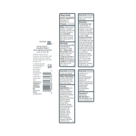 Neutrogena Healthy Skin Anti-Aging Perfector Tinted Facial Moisturizer and Retinol Treatment with Broad Spectrum SPF 20 Sunscreen with Titanium Dioxide, 10 Ivory to Fair, 1 fl. oz