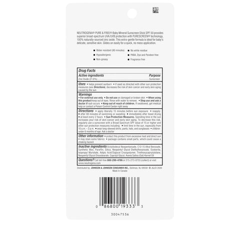 Neutrogena Mineral Sunscreen Stick, SPF 50, Zinc Oxide | Water-Resistant | Hypoallergenic | For Baby | Pack of 2