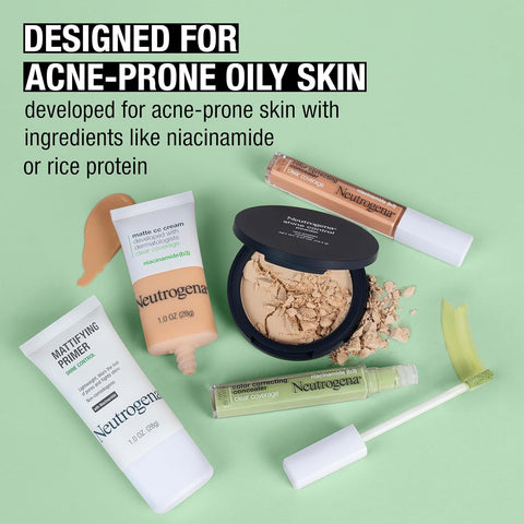 Neutrogena Mattifying Primer with Shine Control, Lightweight Pore Blurring Face Primer Blurs the Look of Pores & Helps Reduce Shine, Matte Primer with Niacinamide, 1 oz