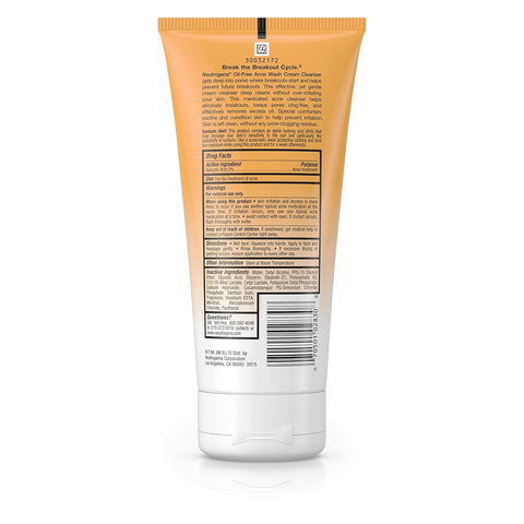 Neutrogena Oil-Free Acne Face Wash Cream Cleanser, 2% Salicylic Acid-Acne Treatment, Daily Facial Cleanser for Acne-Prone Skin, 6.7 fl. oz (Pack of 2)