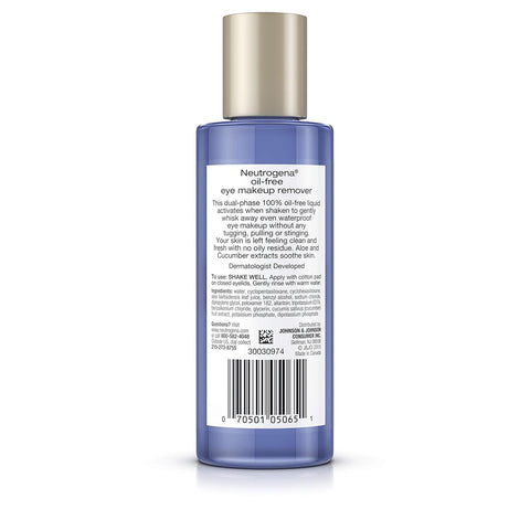 Neutrogena Gentle Oil-Free Eye Makeup Remover & Cleanser for Sensitive Eyes, Non-Greasy Makeup Remover, Removes Waterproof Mascara, Dermatologist & Ophthalmologist Tested, 5.5 fl. oz, 3 Pack