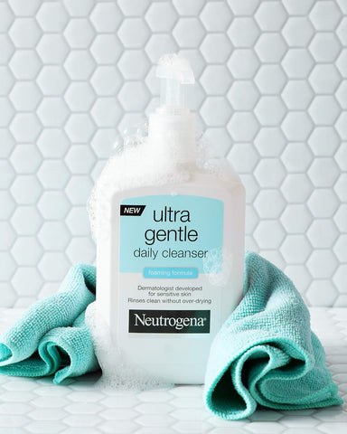 Neutrogena Ultra Gentle Foaming Facial Cleanser, Daily Face Wash for Sensitive Skin, Gently Removes Dirt, Oil & Makeup Without Over-Drying, Fragrance-Free, 12 fl. Oz (Pack of 2)